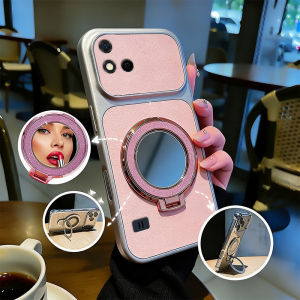 PBZZ Case for realme 16 pro plus 5g 16 pro+ 16t 5g phone casing Softcase Silicone shockproof Cover new design aesthetic cute orange Makeup mirror with holder for girls KNHZJ3
