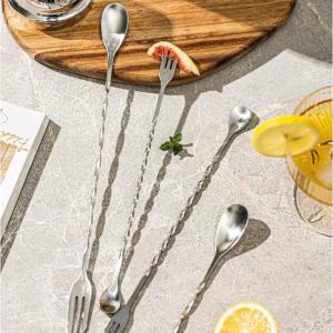 1Pc Thickening multifunction Double Ended Stainless Steel Stirring Spoon Milk Tea Stirrer Spoon