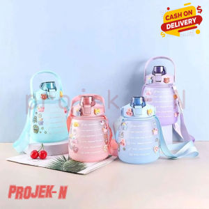 Botol Minum Viral 1.3 Liter Plus Tali & Free Stiker 2D 3D / Botol Minum Anak Lucu Gemoey