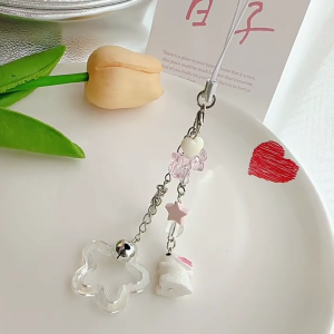 Thỏ Sao ngọt hạt charm dây chuyền dây đeo điện thoại móc khóa Bỏ Túi dây đeo treo trang trí cho ví túi bọc chìa khóa