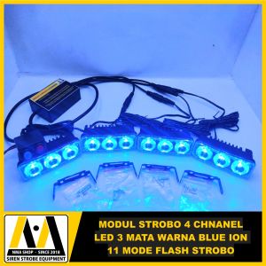 strobo 3 mata led blue ion 4 channel 11 mode nyala strobo