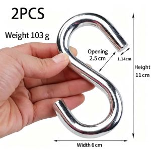2Pcs S Shaped Hook Heavy Duty Hammock Swing S Hook Ultra Thick For Hanging Hammock Stand Swing Plant