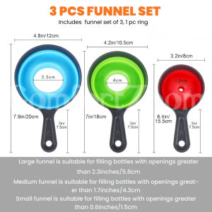 Metal Stainless Steel Funnel Large Medium Small Funnel Set of 3 / Food Grade Mini Kitchen Funnels