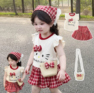 ชุดแฟชั่นเด็กน่ารักๆ ชุดเซ็ท3ชิ้น เสื้อ+กระโปรง+เป๋า สินค้าในไทยพร้อมส่ง