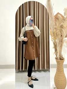 Tunik elegan simple wanita kekinian tunik EZZHA 2025 aesthetic hijab terbaru Remaja Basic