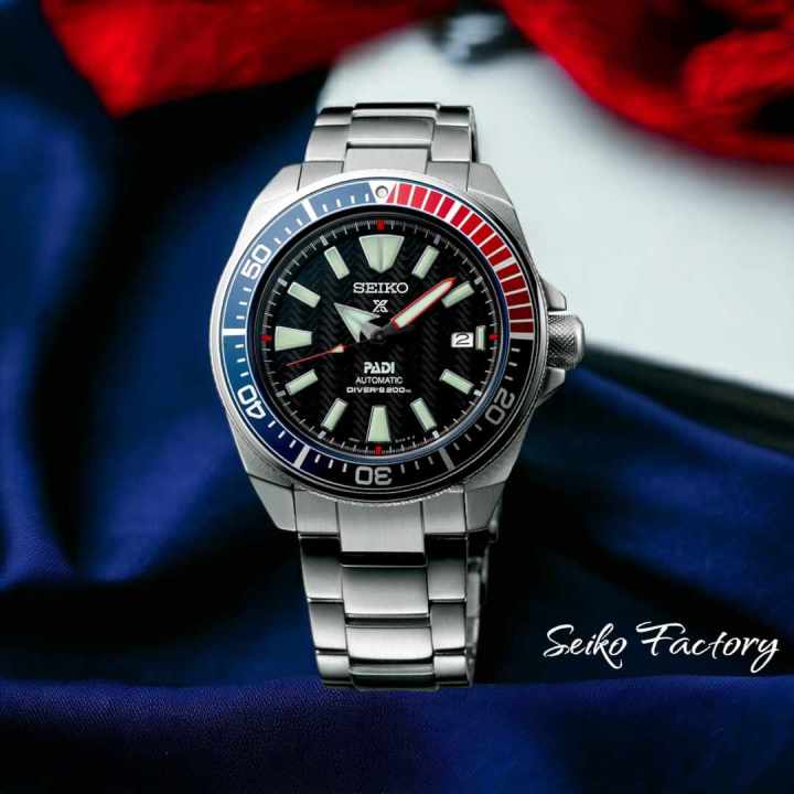 Seiko Prospex Samurai PADI Auto Date Dive Watch Steel Strap with