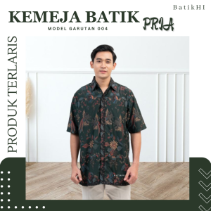 Kemeja Hem Batik Lengan Pendek Atasan Batik Pria Motif G 004 Bahan Katun Adem Dan Nyaman