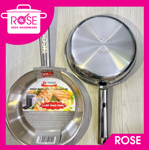 Chảo Inox 304 TICOOK 3 Đáy - Chảo đáy từ inox 304 dùng mọi loại bếp CAO ...