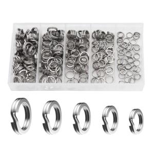 200Pcs Fishing Hook Lures Rings Connector Stainless Double Rings Clip 9mm 8mm 7mm 6mm 5mm 5 Size Fishing Split Rings