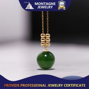 Montagne Jewelry 18k Gold Natural Green Jade Fashion Jewellery Pendant Necklace