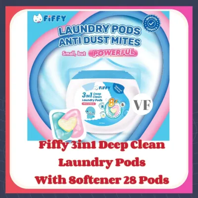 FIFFY LAUNDRY PODS ANTI-DUST MITES WITH SOFTENER 28PCS - 3 IN 1 Deep Clean Laundry Detergent