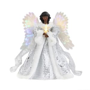 CEMOMEF Golden Angel Doll Tree Top LED Illumination Delicate Christmas Tree Top Star Holiday Decoration Durable LED Glowing Pendant Xmas