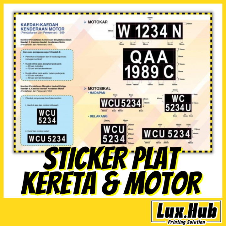 Sticker Plate Motor Kereta Jpj Approved Stiker Vinyl Nombor Plat