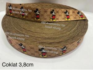Tali Webbing / Bisban Motif Mickey Mouse 38 cm ( per 3 Meter )