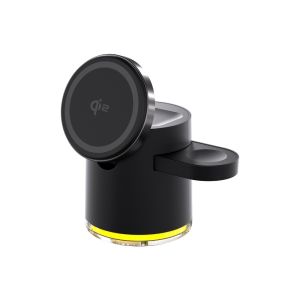 MINIFELE 262 Foldable QI2 Wireless Charger ic 3-in-1 Fast Charging Station with LED Light Charging Stand for Phone/Watch/Earbuds