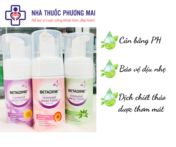 Bọt vệ sinh phụ nữ Betadine (CHÍNH HÃNG) (Tím, hồng, xanh) Chai 100ml ...