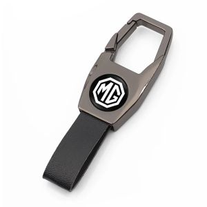 kkmf Genuine Leather Metallic Zinc Alloy Vehicle Key Fob Ring Holder Heavy Duty Key Chain Suitable for MG HS MG4 EV ZS ES5 ONE MG3 5B9Z4
