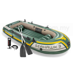 Prosun Intex Seahawk™ 3 Inflatable Boat Set For 3 Person Recreational Rowing Dinghy with 2 Oars & Pump (WS Seahawk 3)
