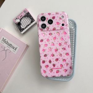 Vibrant Pink Strawberry Print Anti-Scratch Shockproof Girly Phone Case for iPhone 17 16 15 14 11 12 13 Pro Max Plus Back Cover