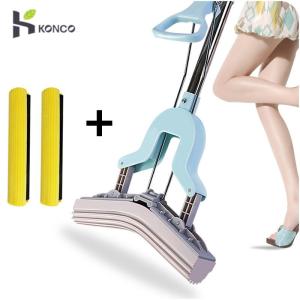 Konco Sponge Mops Floor Cleaning Mop Folding Absorbing Squeeze Water Glue Cotton Mop Household Cleaning Tools Brooms Sweepers