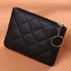 PU Leather Diamond Coin Purse Mini Zipper Short Wallet Coin Card Storage Bag Card Holder Wallet