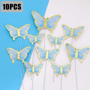 10Pcs Butterfly Cupcake Toppers / Purple Swallowtail Butterfly Cake Decorations / for Baby Shower Wedding Birthday Party Supplies