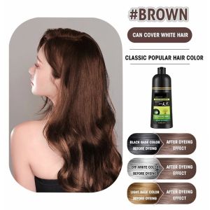 Herbal Hair Dye Shampoo White to Black/Brown No Bleaching 5-Minute Plant-Based 500ml