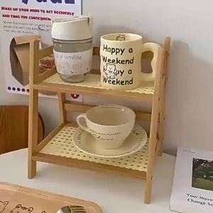 [SG Seller]Wooden Kitchen Storage Organizer 2-Tier Bamboo Spice Organizer Bamboo Countertop Spice Rack