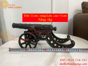Khẩu pháo thần công bằng đồng phong thủy màu đen dài 35cm rộng 15cm cao 15cm nặng 3kg