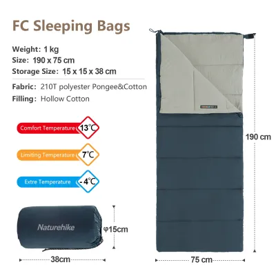 Naturehike F150 Sleeping Bag Ultra-Light Machine Washable Cotton Spliced Sleeping Bag For Camping