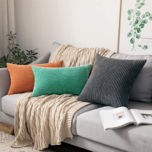Supersoft Corduroy kusyen Cover Nordic hiasan bantal Cover Plain Striped Throw bantal kes untuk Sofa katil kerusi ruang tamu bilik tidur hiasan rumah