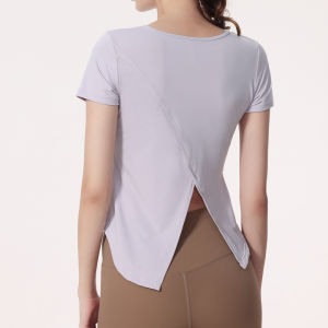 Women Workout Shirts Yoga Tops Athletic Gym Tee Activewear Short-Sleeved Crewneck Athletic Shirt，Lightweight Quick Dry