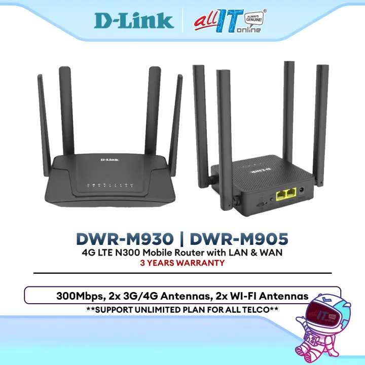 D-Link DWR-M930 / DWR-M905 4G LTE Wireless Router SIM Card WiFi Router Home Office Broadband Internet LAN WAN