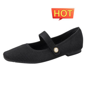 Bestseller 2025 New Style Single Shoes Ladies Flat Shoes Knitted Woven Womens Shoes Anti-slip