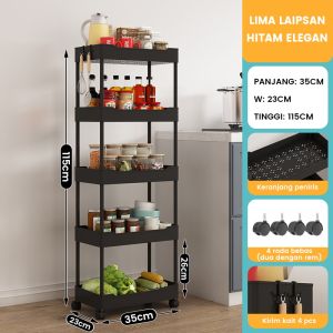 Animax Rak Roda Susun Rak Dapur 4 Tingkat Multifungsi Untuk Dapur Kamar Mainan Anak  Kamar Mandi Tempat Penyimpanan Mainan