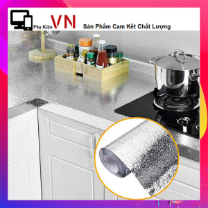 Cuộn decal dán bếp tráng nhôm cách nhiệtchống dầu mỡô vuông bạc khổ 2M x 60cm keo sẵn dễ dàng lau chùi - Giấy bạc dán bếp trang trí sang trọngsạch bóng