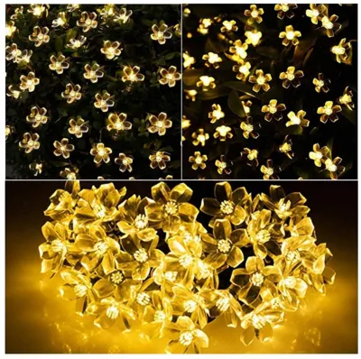 *SG seller* led Solar Flower String Lights Sakura lights LED Blossom Flower String Light Solar Power for Outdoor Garden Lawn Patio Christmas Tree Mothers Day Party Decorations white warm white multicolor