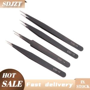 SDJZT 6 Pcs Precision Tweezers Set Anti-Static ESD Tweezer Stainless Steel Repair Tools For Electronics Soldering Model Jewelry Makin