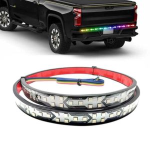MADEWITH RGB Color Changing LED Tail Light Strip 12V 24V Dual Voltage Waterproof Sealed Brake Light Strip Dynamic Dynamic Flowing Effect Turn Signal Light For Trucks