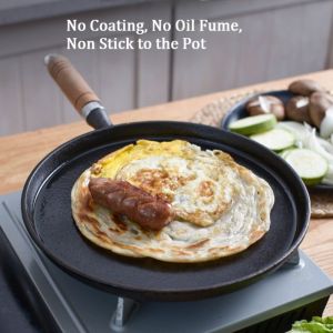 【in stock】20/26cm Cast Iron Hot Oil Pan Egg Frying Artifact Flat Bottom Frying Pan Egg Pan Non Stick Gas Induction Cooker Uncoated Non-stick Pancake Pot