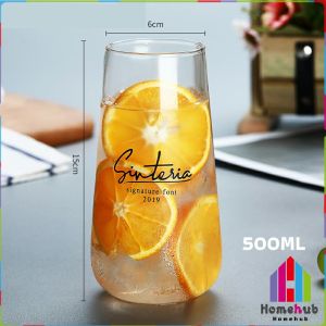 Homehub 450ml 500ml Glass Coffee Cup Tea Milk Yogurt Mug Creative Transparent Letter Pattern Drinkware