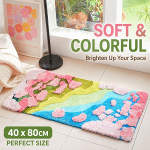 Long Colorful Plush Floor Mat Absorbent Anti-slip Quick-drying Bathroom Mat Kitchen Rug Doormat