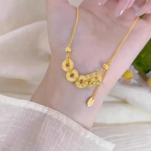 Light luxury open ring sparkling crushed ice fashion coin necklace