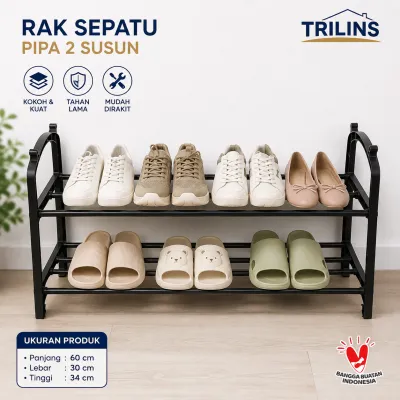 RAK SEPATU 2 SUSUN - Rak Besar Tempat Sandal Sepatu Kokoh Plastik Bisa Ditumpuk Termurah