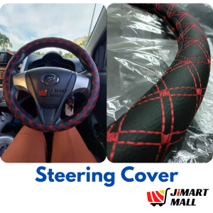 LUXURY STEERING COVER PU LEATHER 38cm Red Black Universal Anti Slip Sport Racing Car Wheel Stering Protector Steling 汽车方向盘套