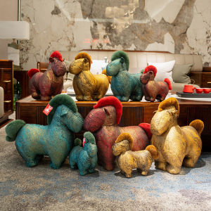 JOJO CASTLE 2026 Chinese New Year  Mascot Colorful Sequined Little Horse Plush Toys 28/38/48cm Pendant Stuffed Pony Pretty Flashing Horse Pendants Doll Gorgeous Festive Decor