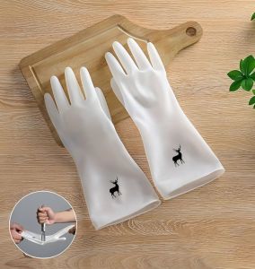 BAO TAY RỬA CHÉN HỌA TIẾT NAI COMBO 2 ĐÔI | GĂNG TAY CAO SU NỘI TRỢ DÀI TAY CHỐNG THẤM