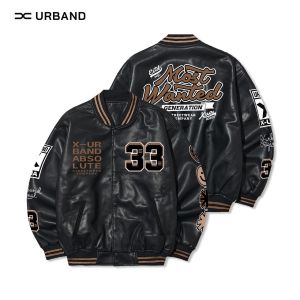 Jaket Varsity Baseball Kulit Leather Sintetis Bordir Most Wanted A505