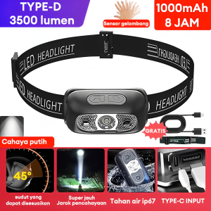 Senter Kepala Headlamp Rechargeable senter super terang lampu tahan air USB Charging Senter Sorot