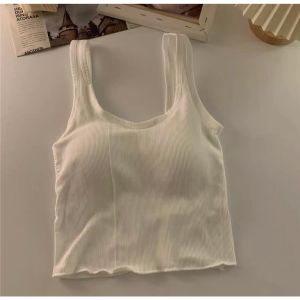 2023 Summer  Plain Top/Sando Cropped Top Padded Sleeveless Camisole Top